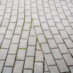 Gray stone tile city road. background, texture, city